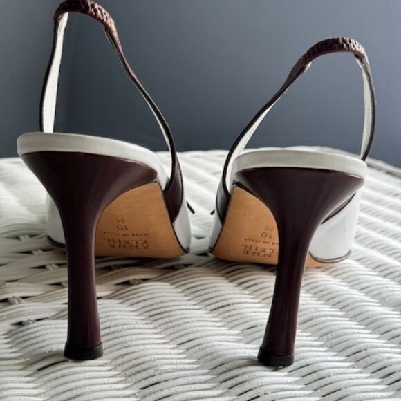 Anne Klein New York White & Brown Spectator Sling Back Sandals - Picture 2 of 5